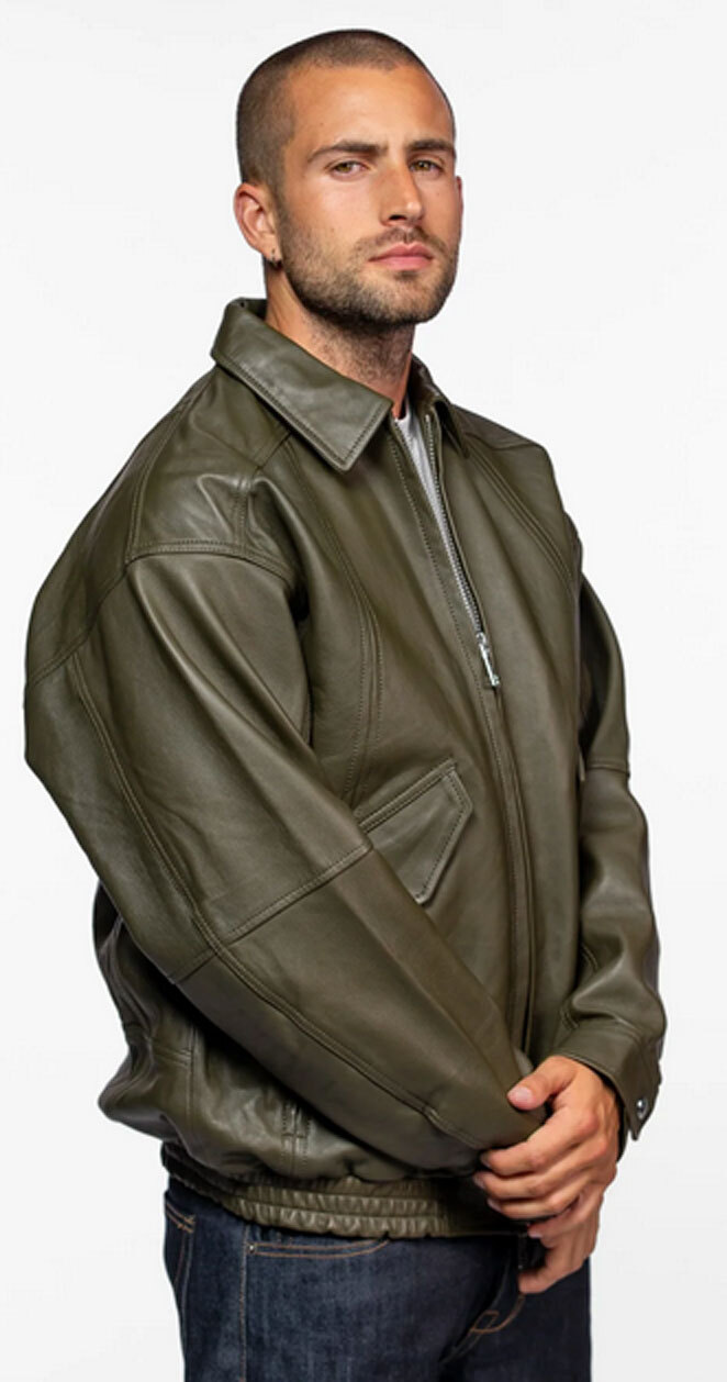 Vêtement en cuir Blousons cuir kaki