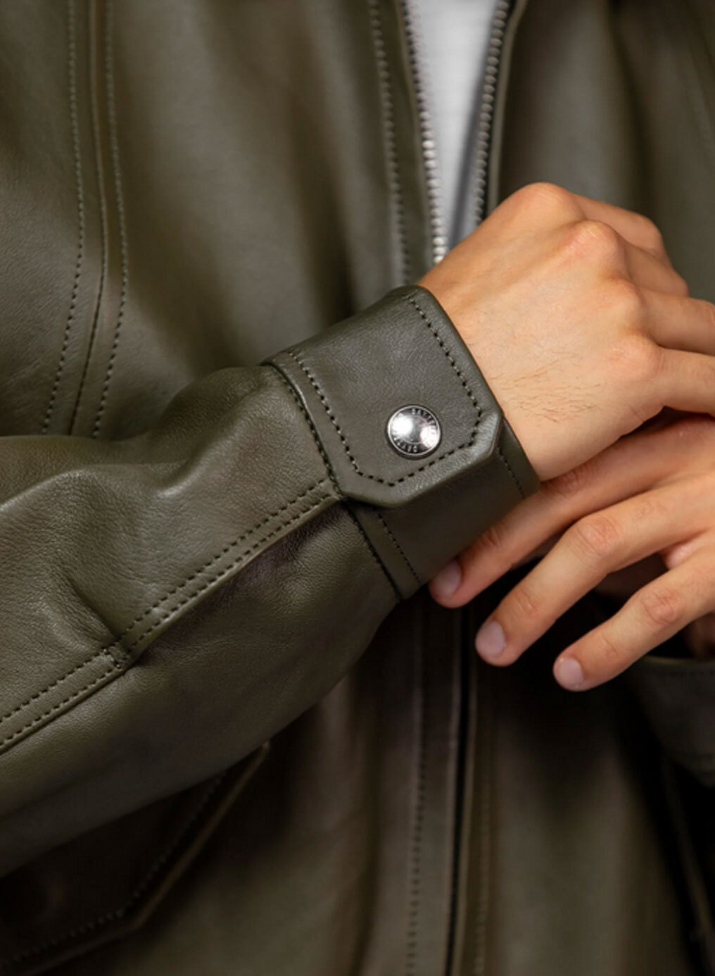 Vêtement en cuir Blousons cuir kaki