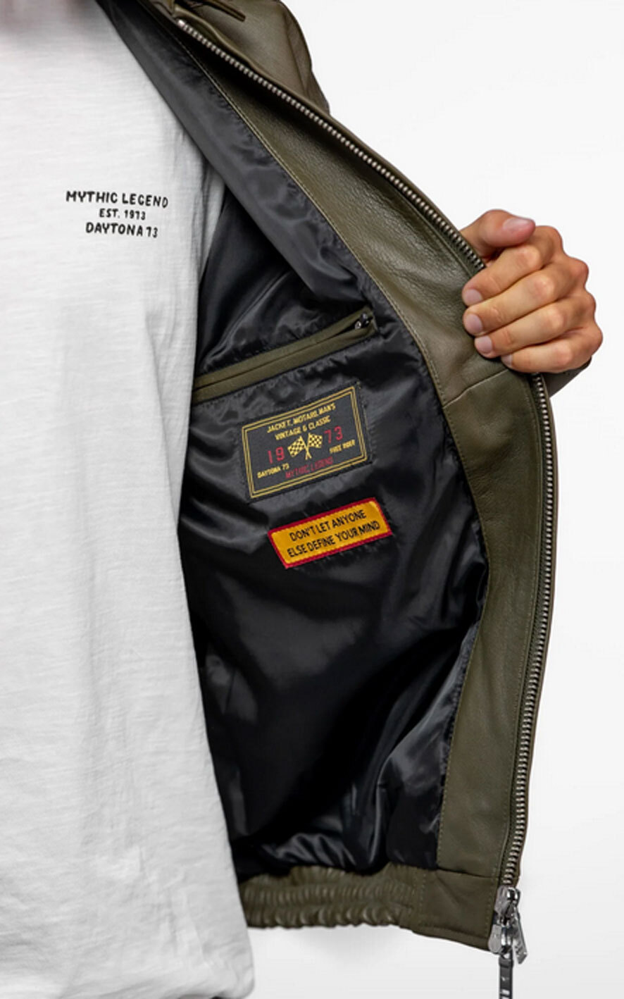 Vêtement en cuir Blousons cuir kaki