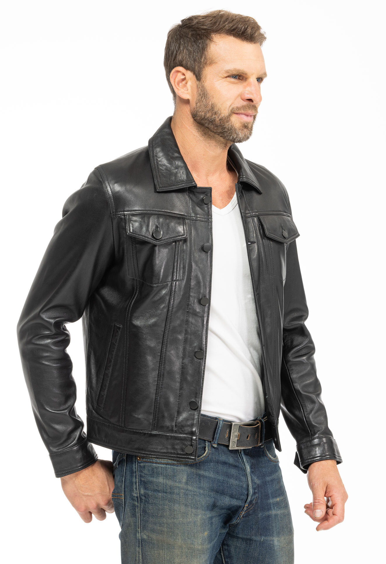 Vêtement en cuir Vestes & Trois Quart cuir noir