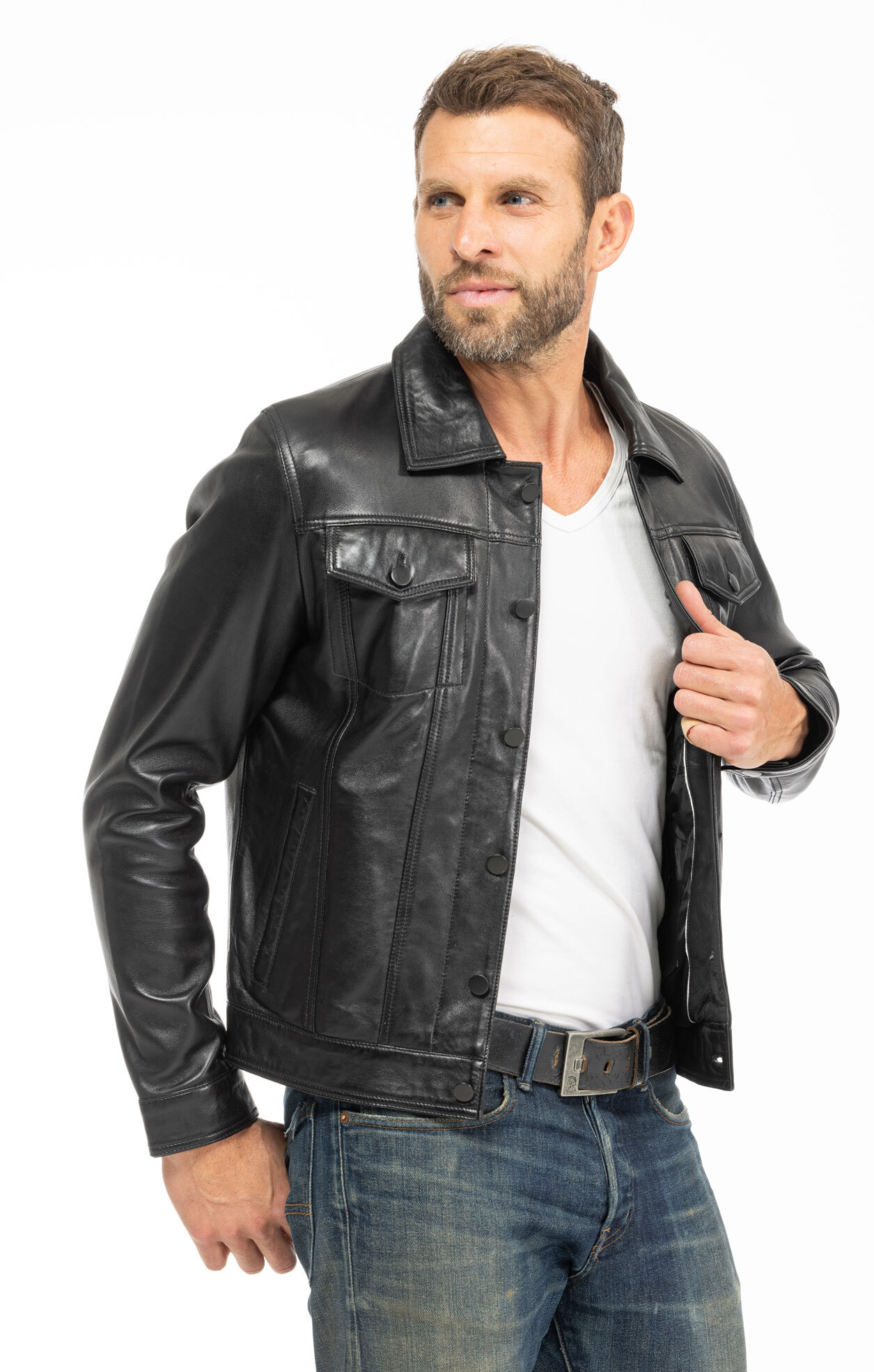 Vêtement en cuir Vestes & Trois Quart cuir noir