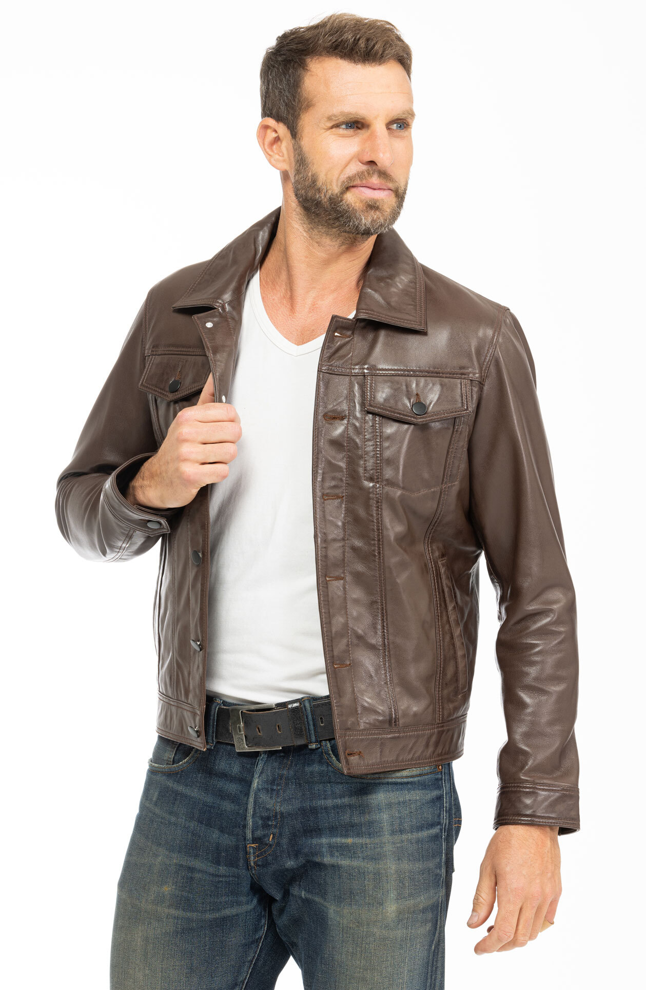 Vêtement en cuir Vestes & Trois Quart cuir marron