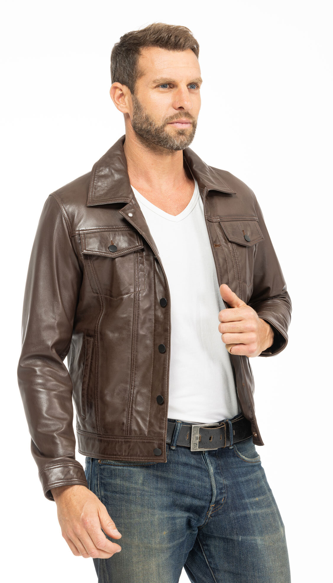 Vêtement en cuir Vestes & Trois Quart cuir marron