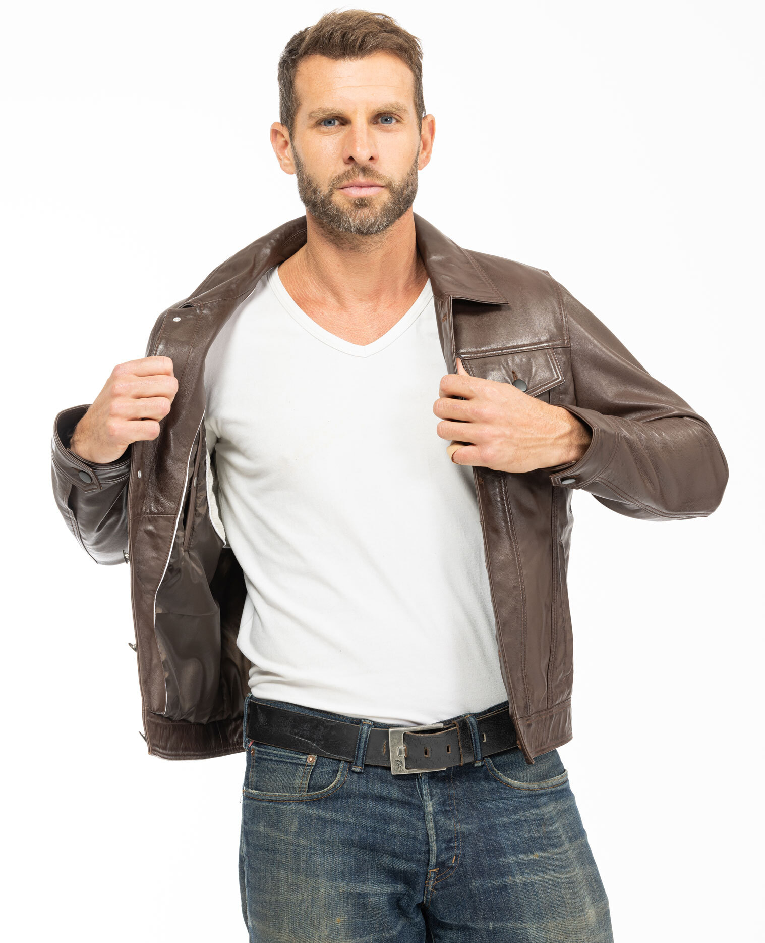 Vêtement en cuir Vestes & Trois Quart cuir marron