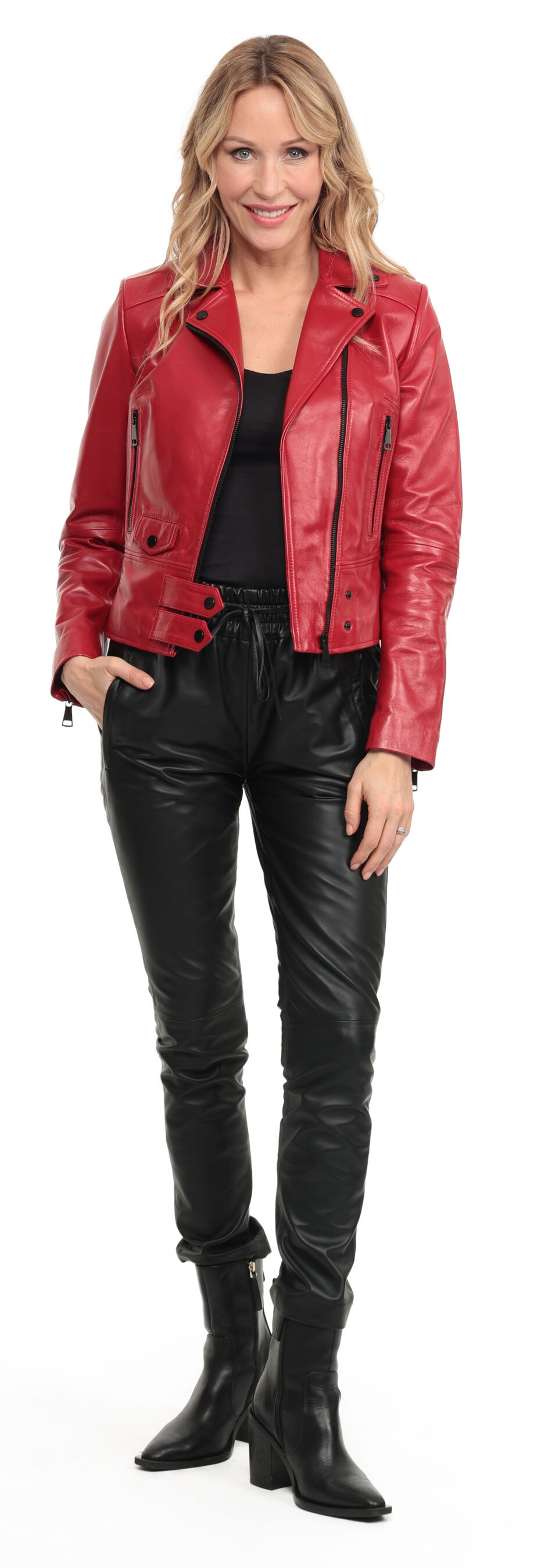 Vêtement en cuir Blousons cuir rouge