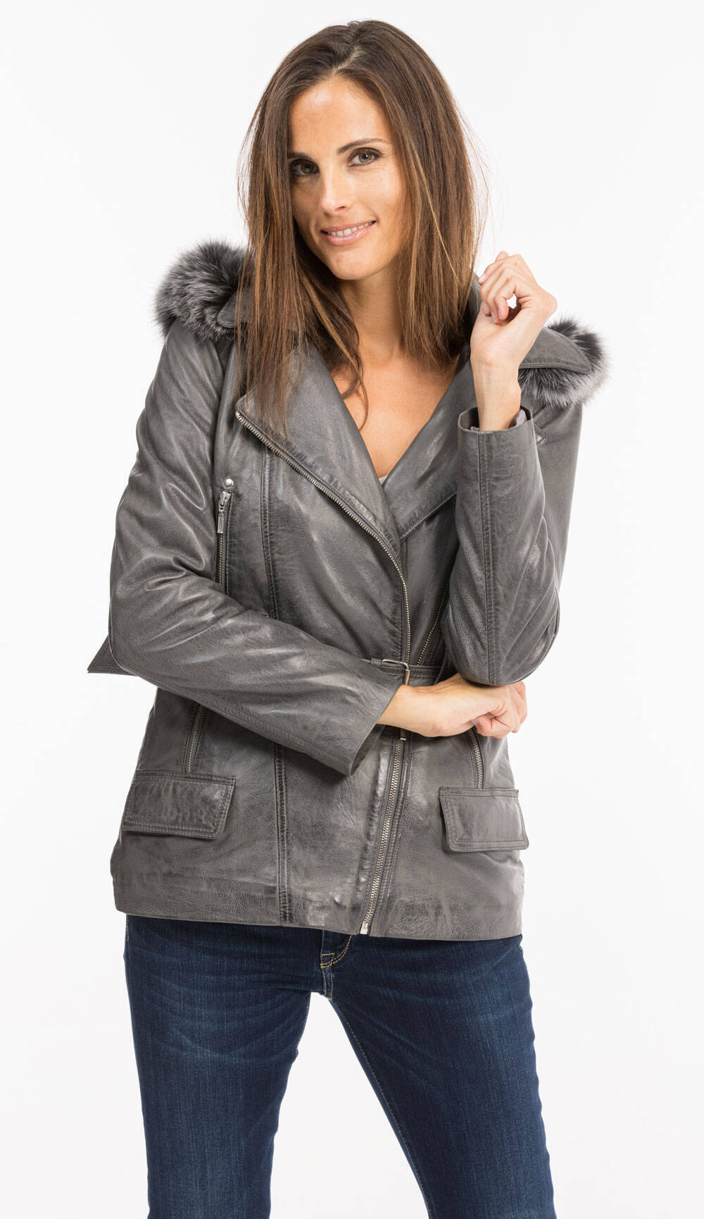 Vêtement en cuir Les bonnes affaires Femme gris