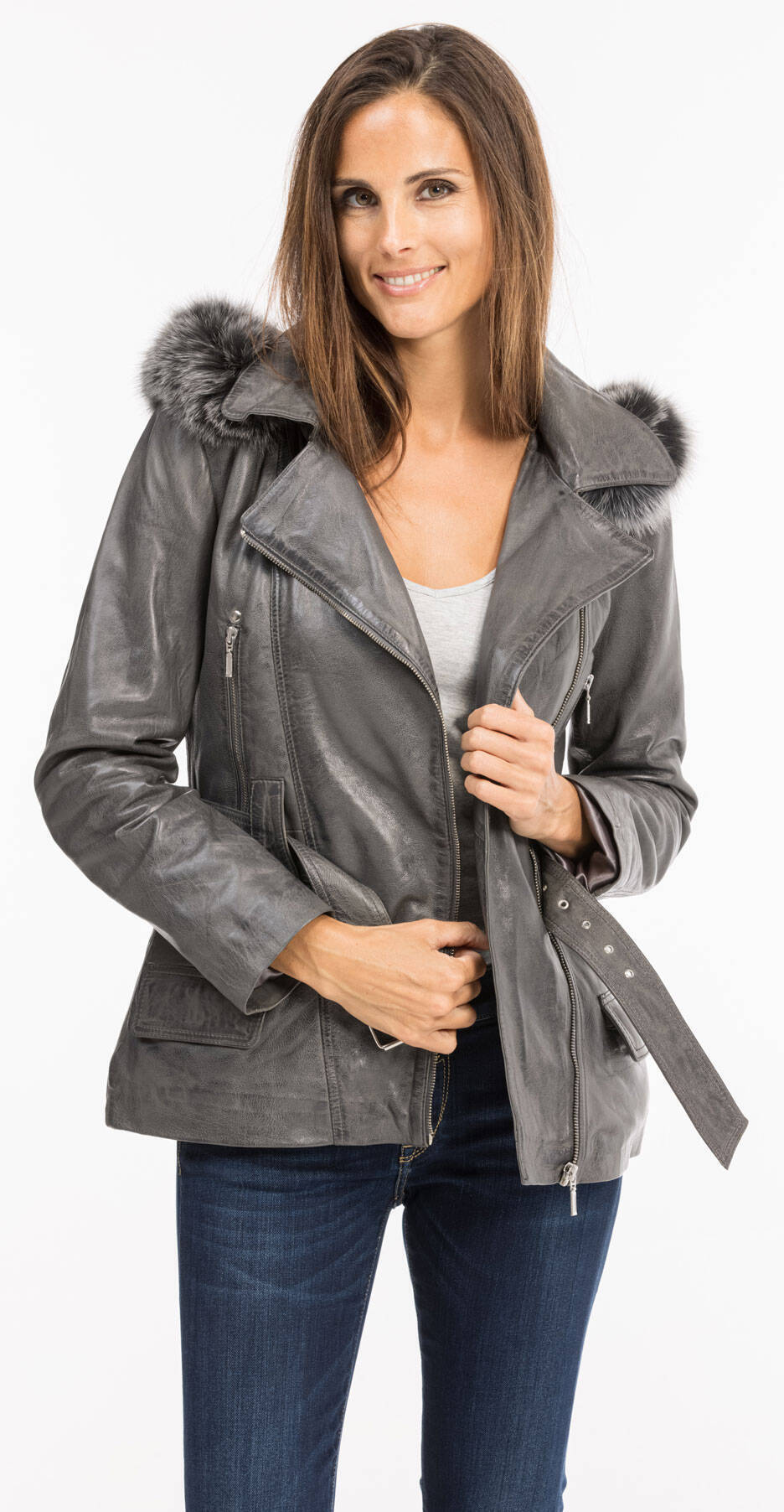 Vêtement en cuir Les bonnes affaires Femme gris