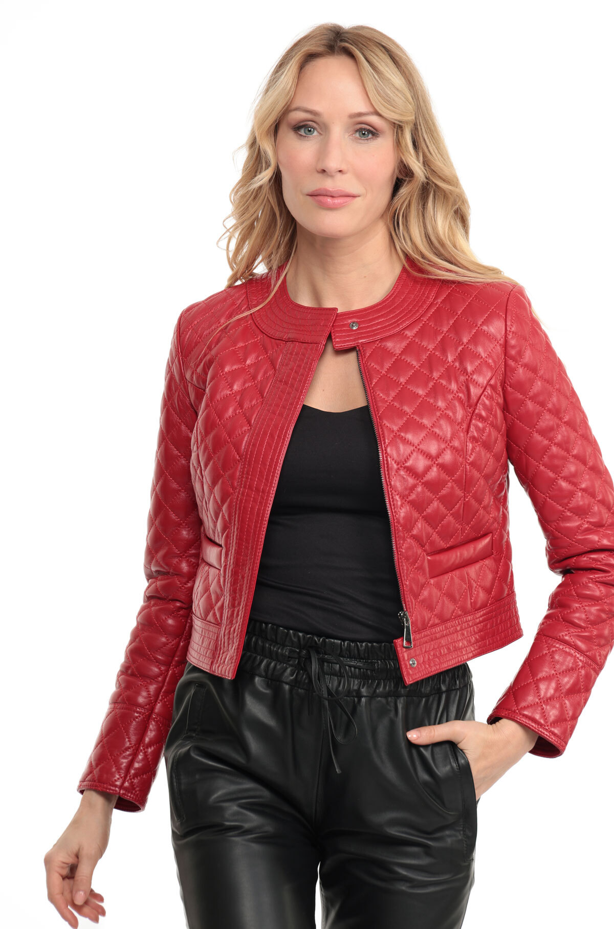 Vêtement en cuir Blousons cuir rouge