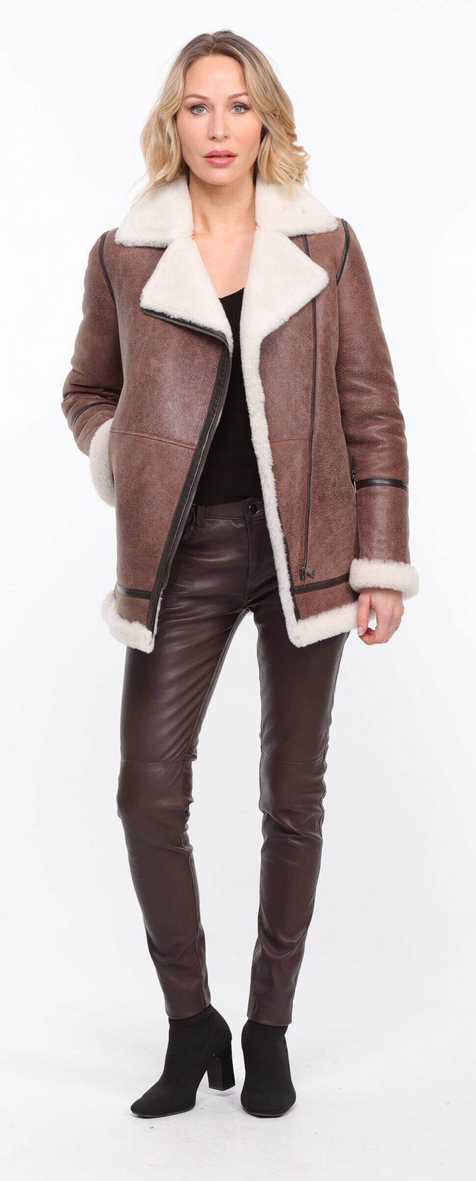 Vêtement en cuir Vestes cuir marron