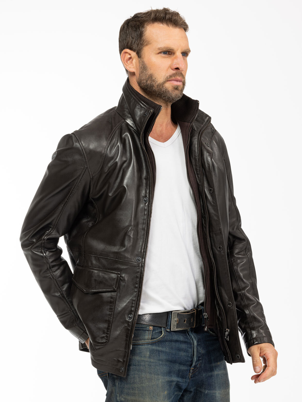 Vêtement en cuir Vestes & Trois Quart cuir marron