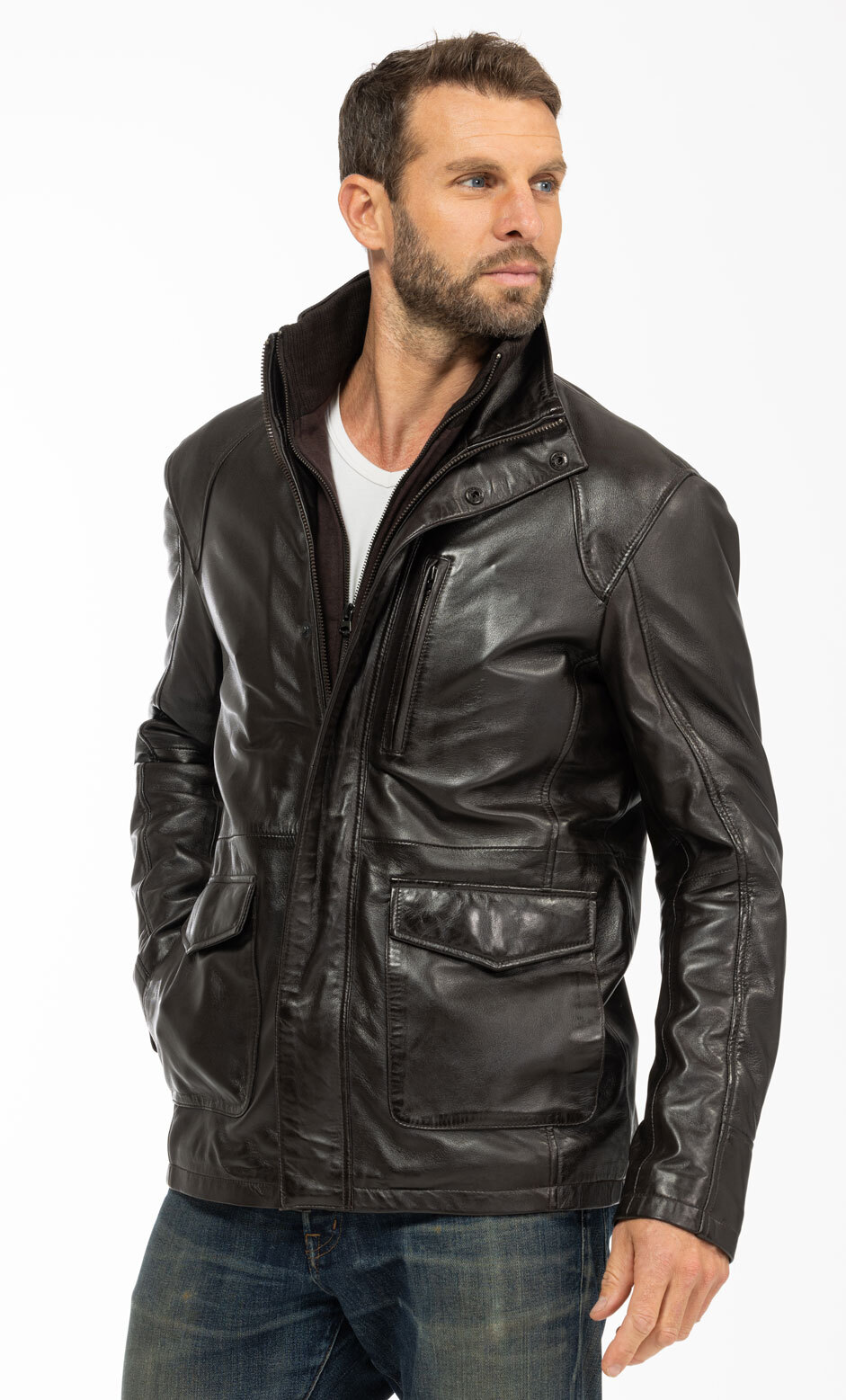 Vêtement en cuir Vestes & Trois Quart cuir marron