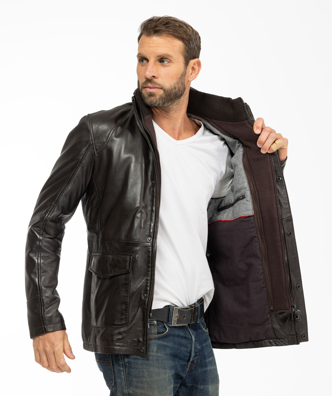 Vêtement en cuir Vestes & Trois Quart cuir marron