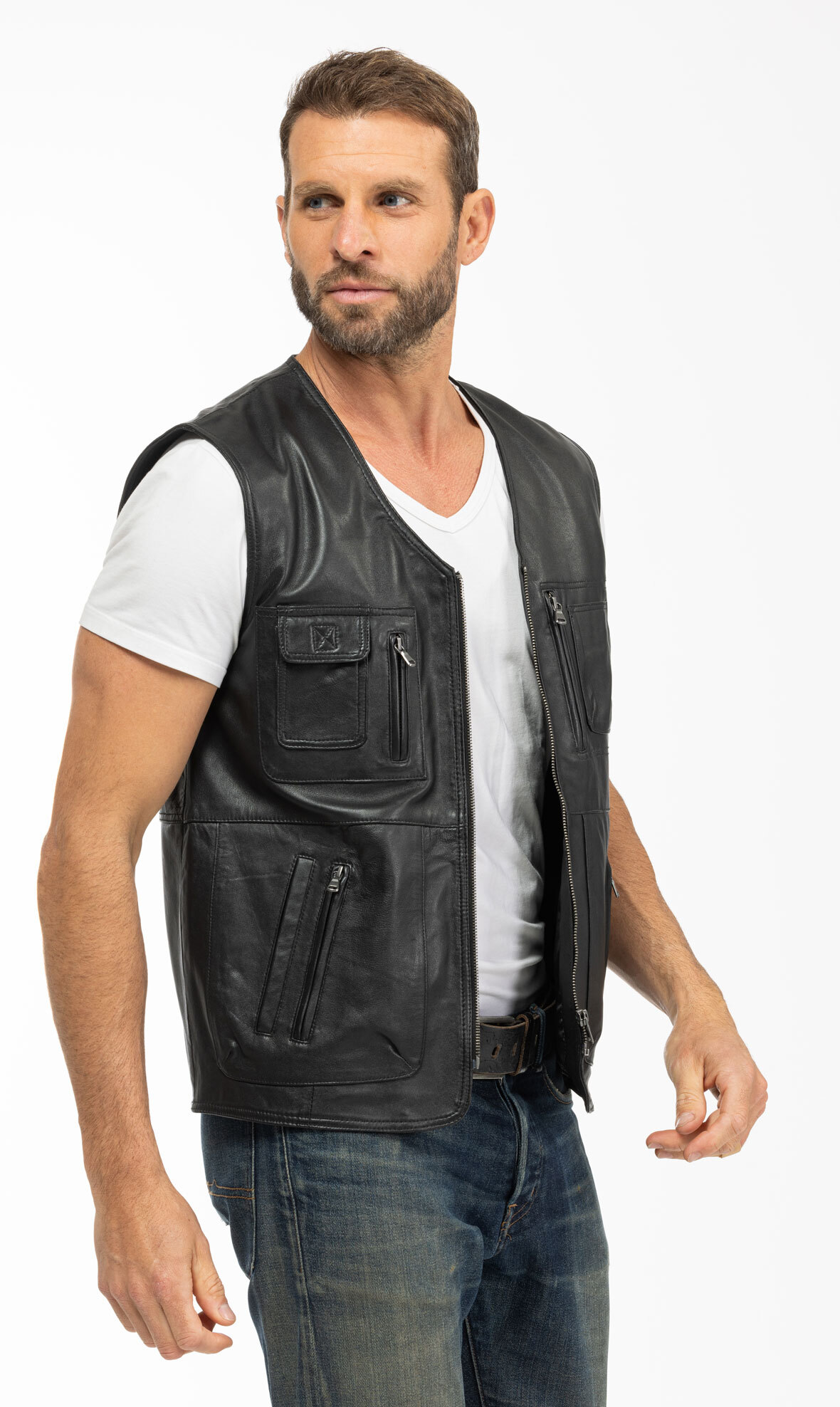 Vêtement en cuir Gilets Cuir  noir