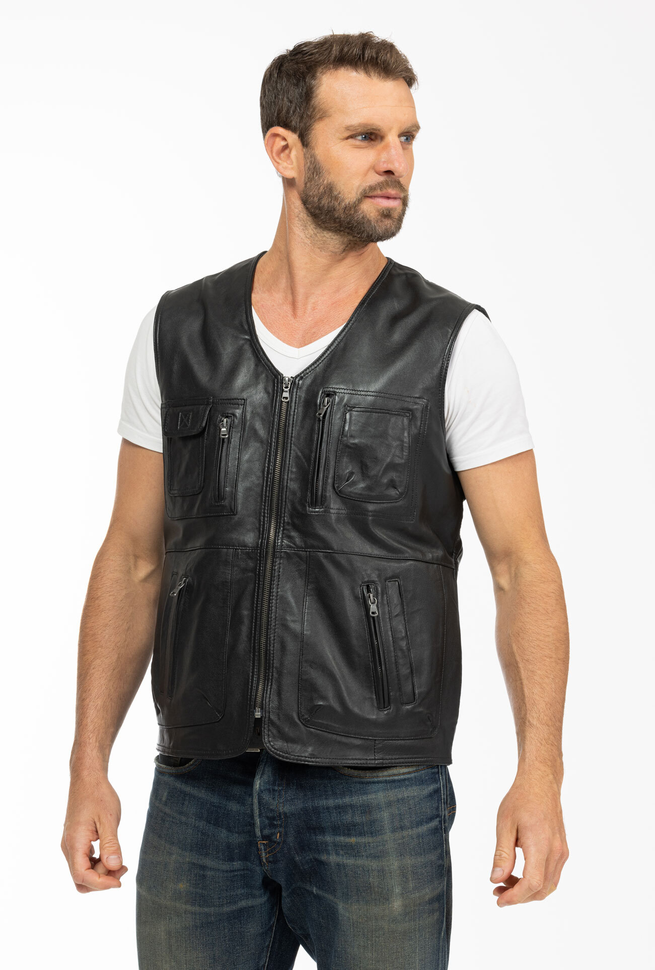 Vêtement en cuir Gilets Cuir  noir