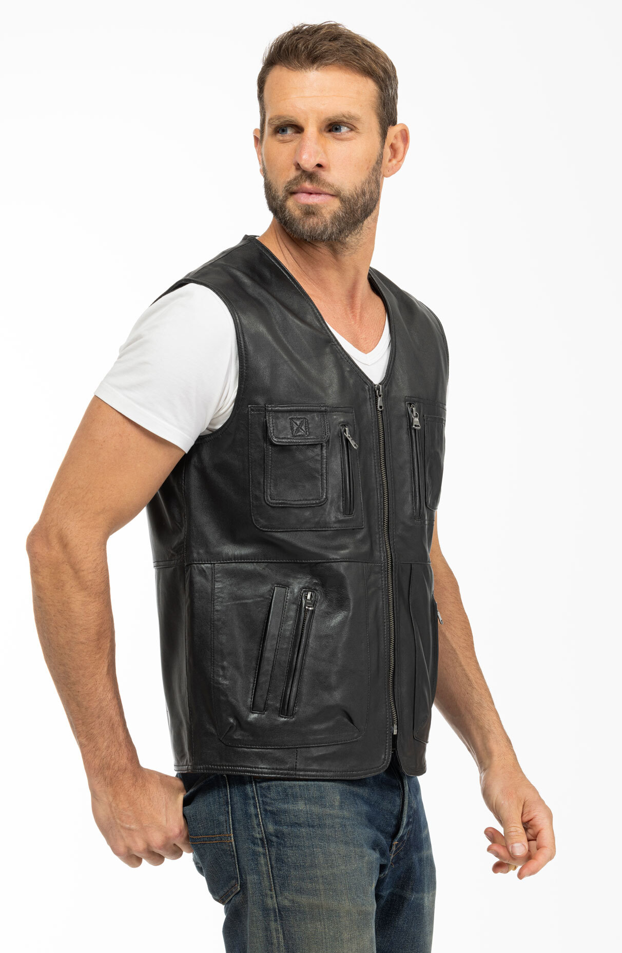 Vêtement en cuir Gilets Cuir  noir