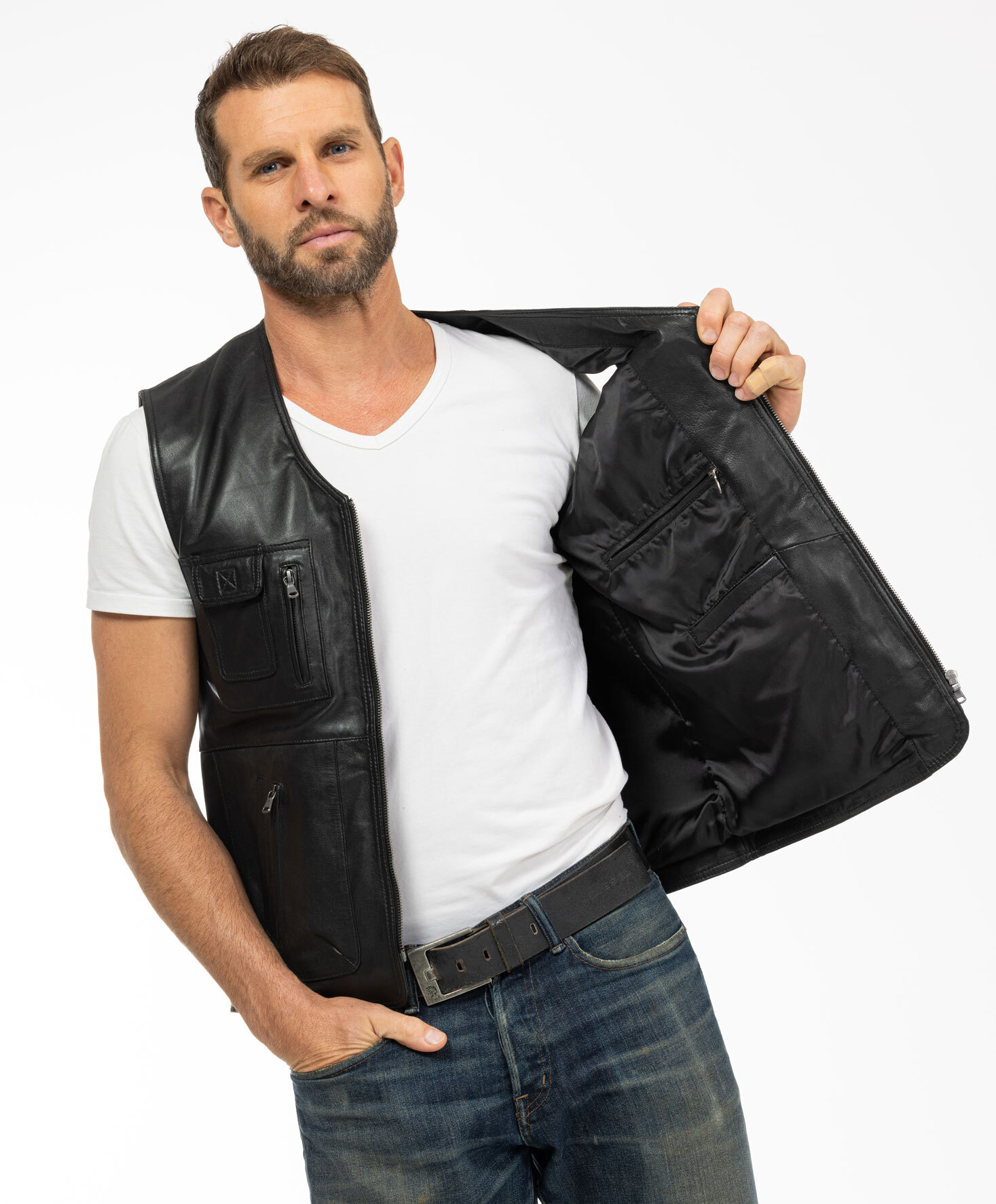 Vêtement en cuir Gilets Cuir  noir