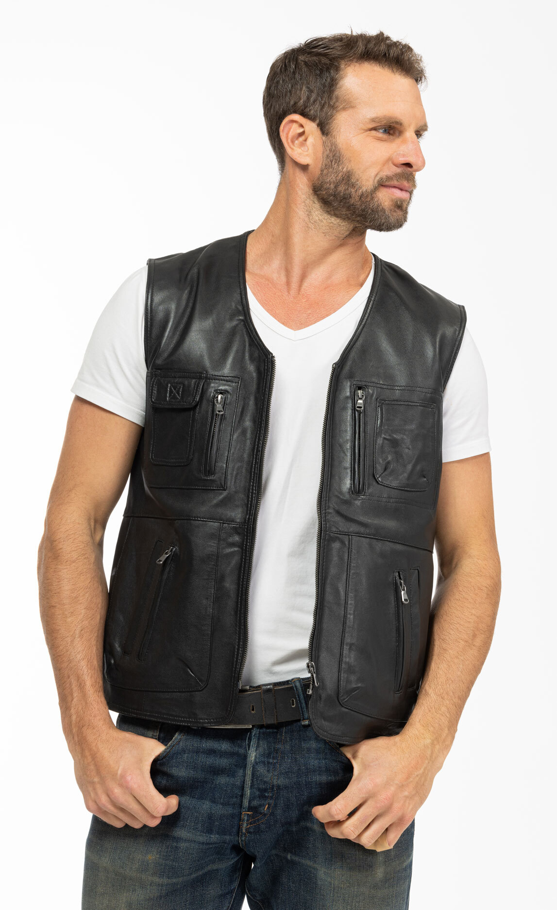 Vêtement en cuir Gilets Cuir  noir