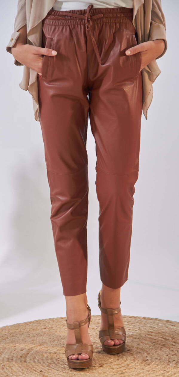 Vêtement en cuir Pantalon cuir marron