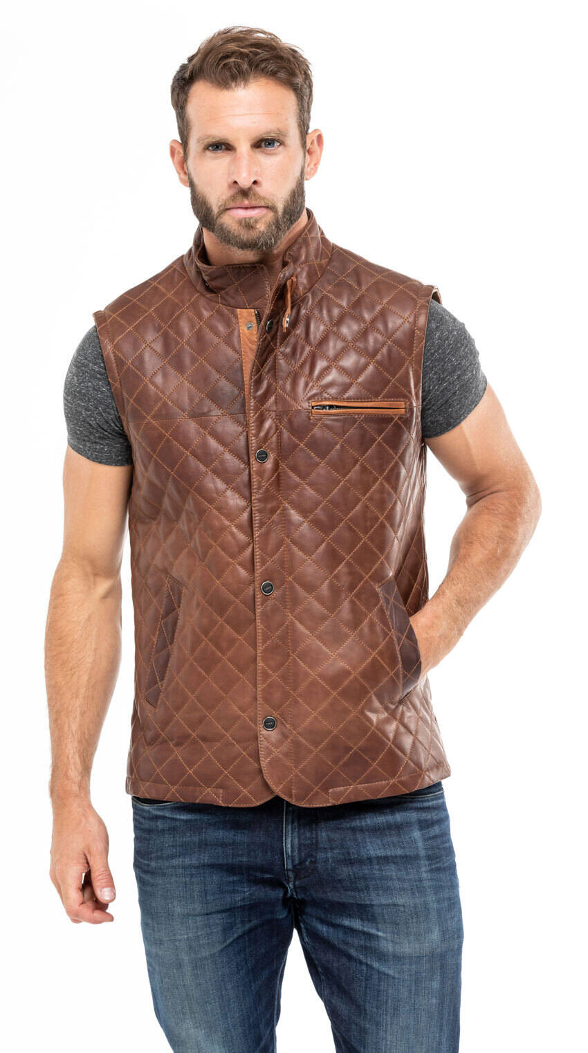 Vêtement en cuir Gilets Cuir & Textile marron