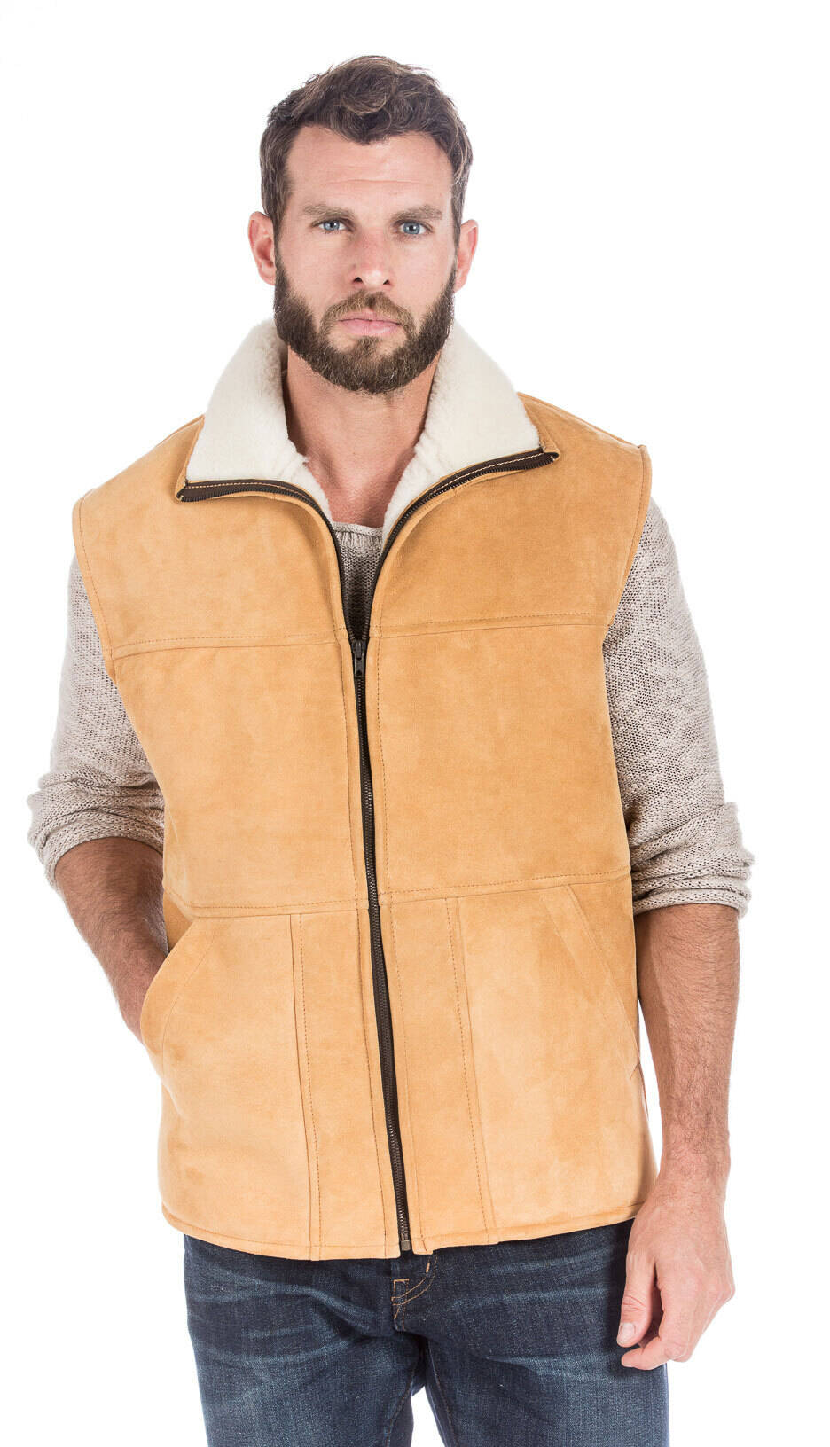 Vêtement en cuir Gilets Cuir  cognac