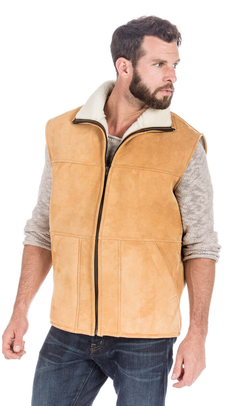 Vêtement en cuir Gilets Cuir & Textile cognac