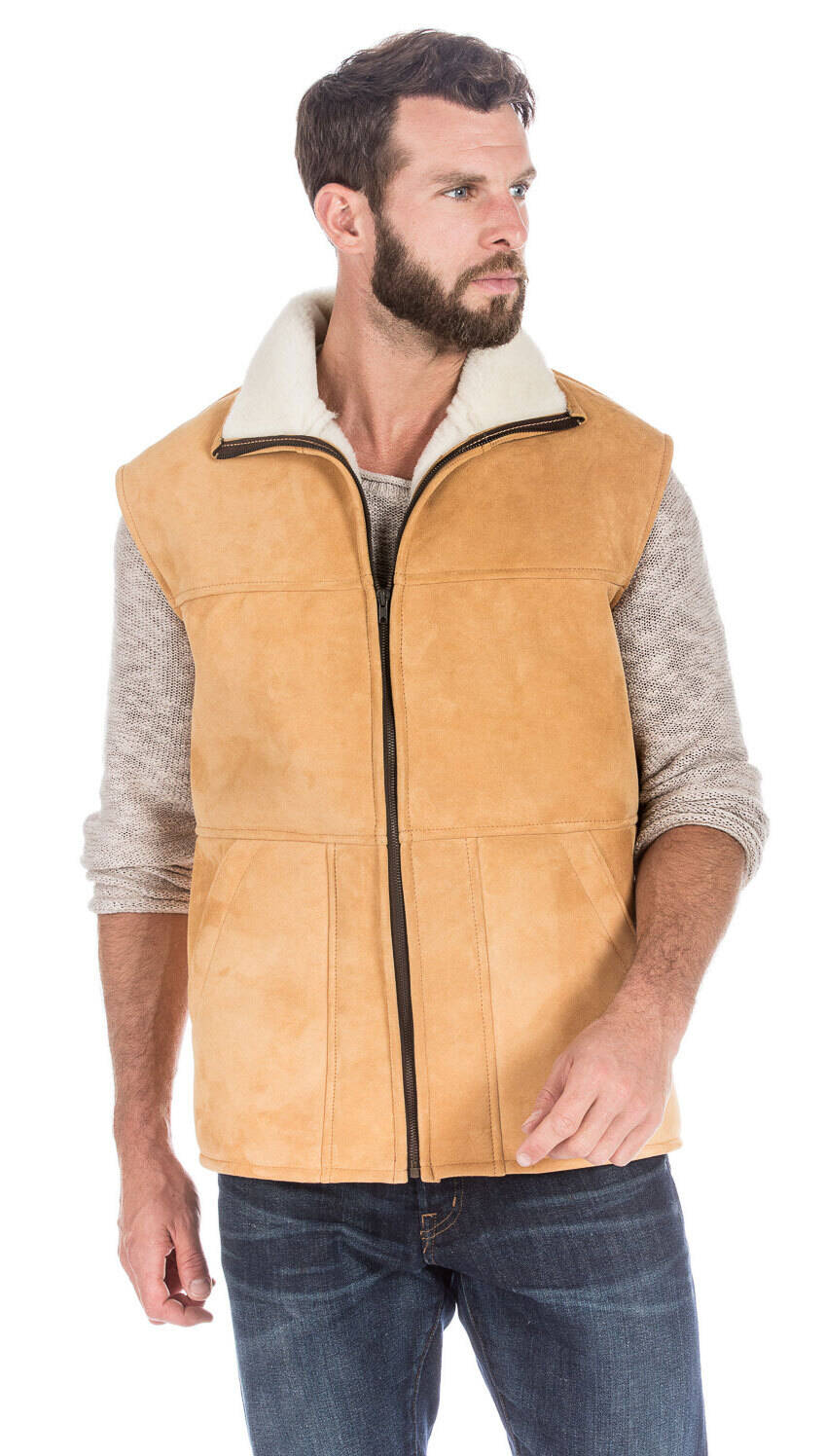 Vêtement en cuir Gilets Cuir  cognac