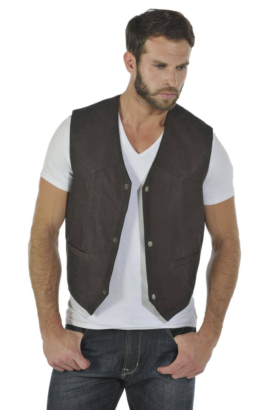 Vêtement en cuir Gilets Cuir & Textile marron