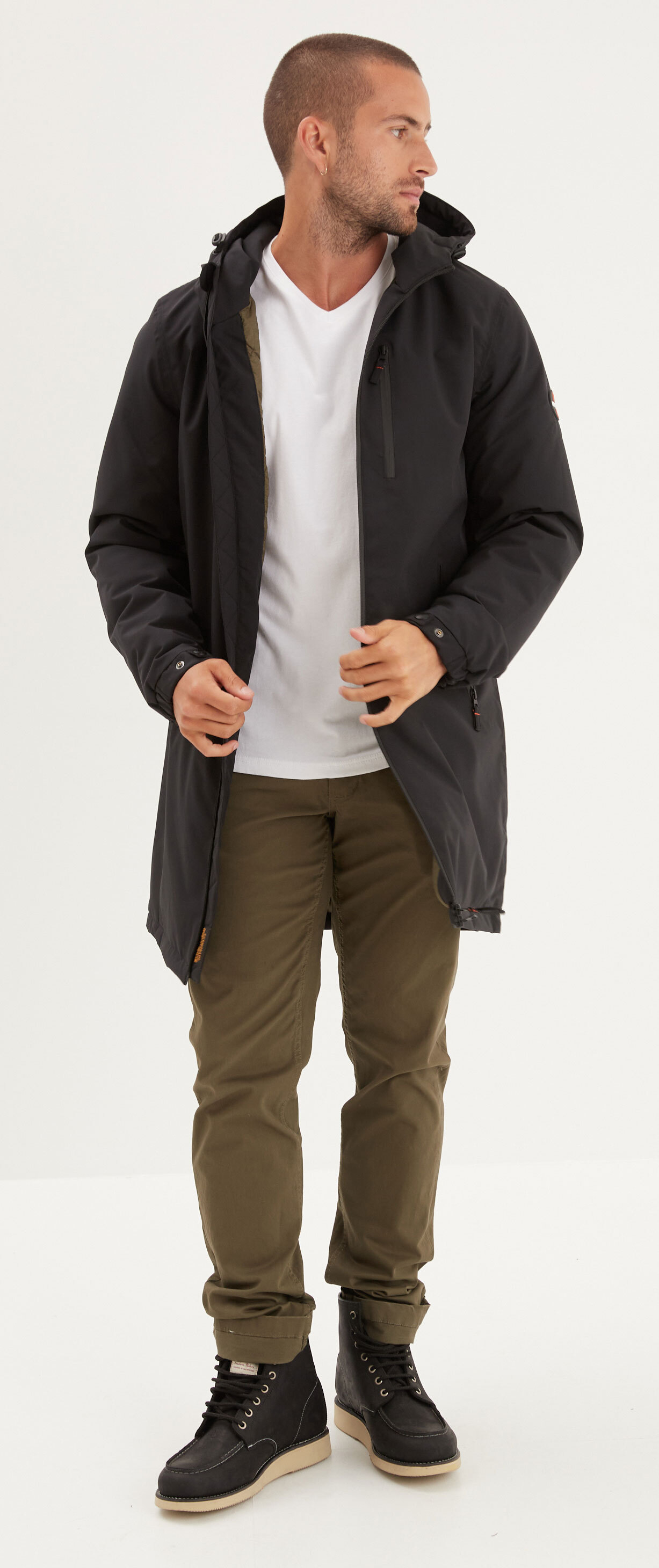 Vêtement en cuir Veste, parka & doudoune textile noir