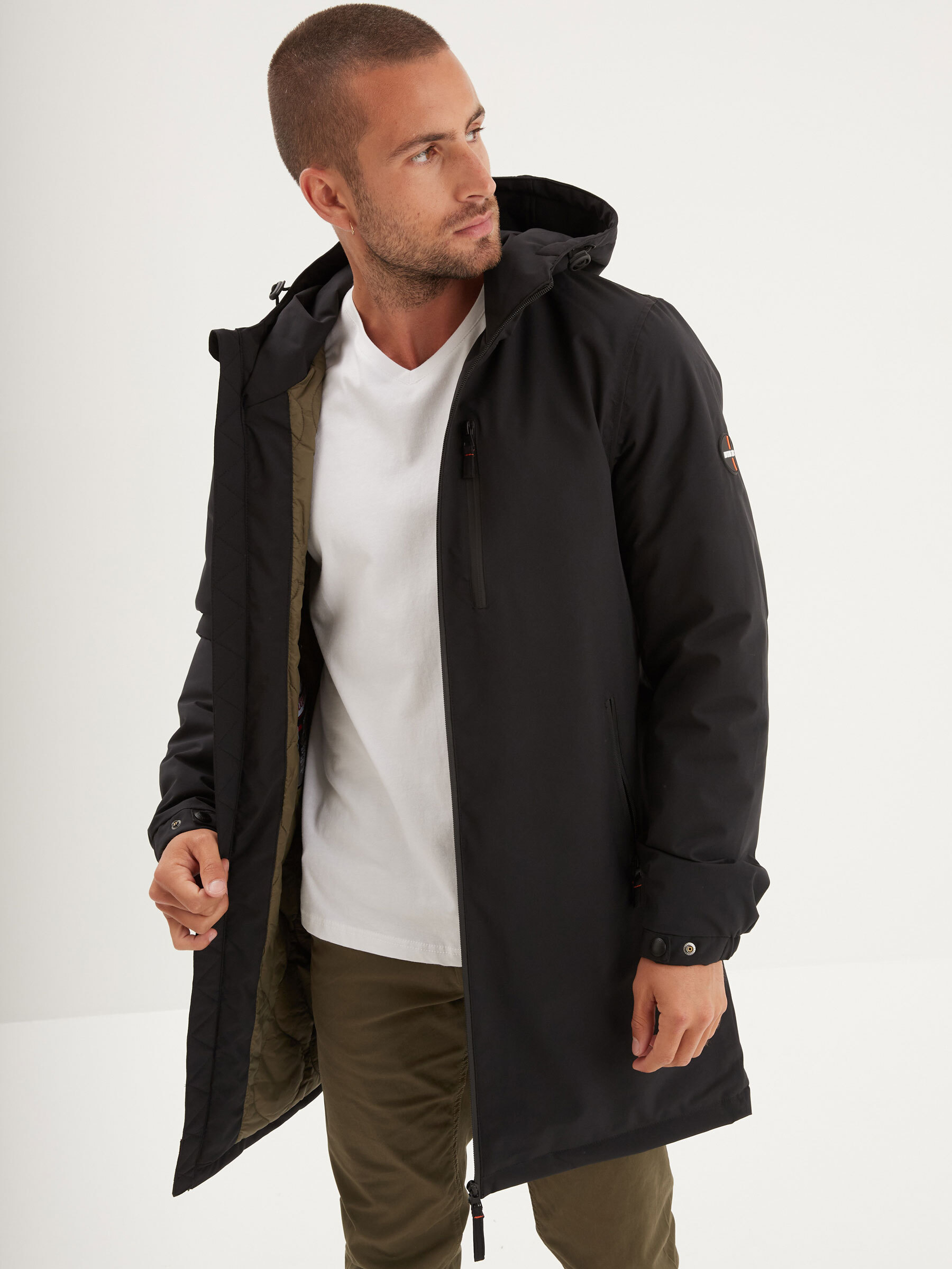 Vêtement en cuir Veste, parka & doudoune textile noir