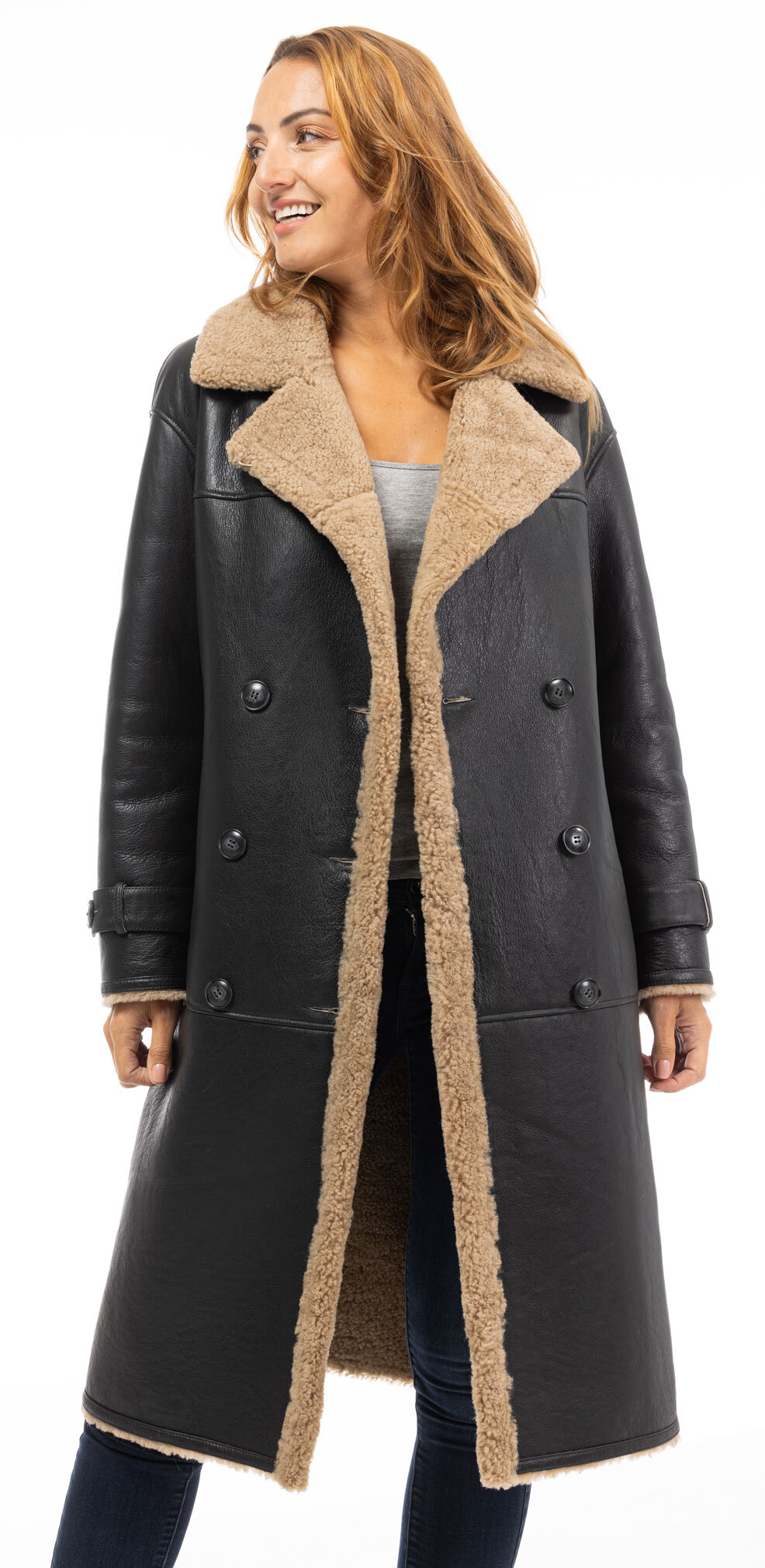 Vêtement en cuir Les bonnes affaires Femme marron, camel