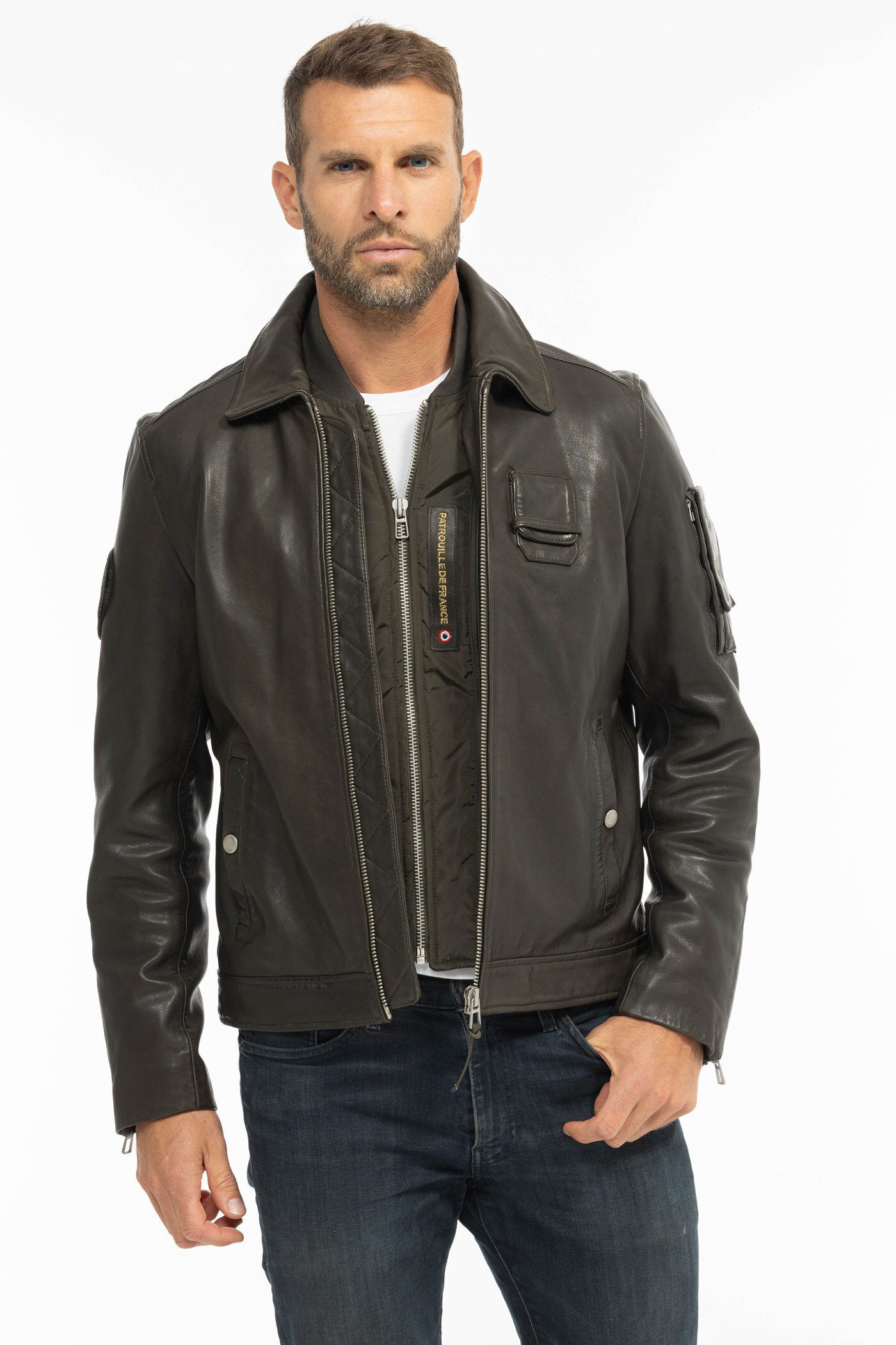 Vêtement en cuir Blousons cuir kaki