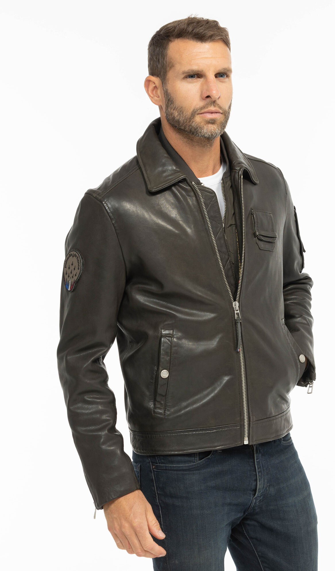 Vêtement en cuir Blousons cuir kaki