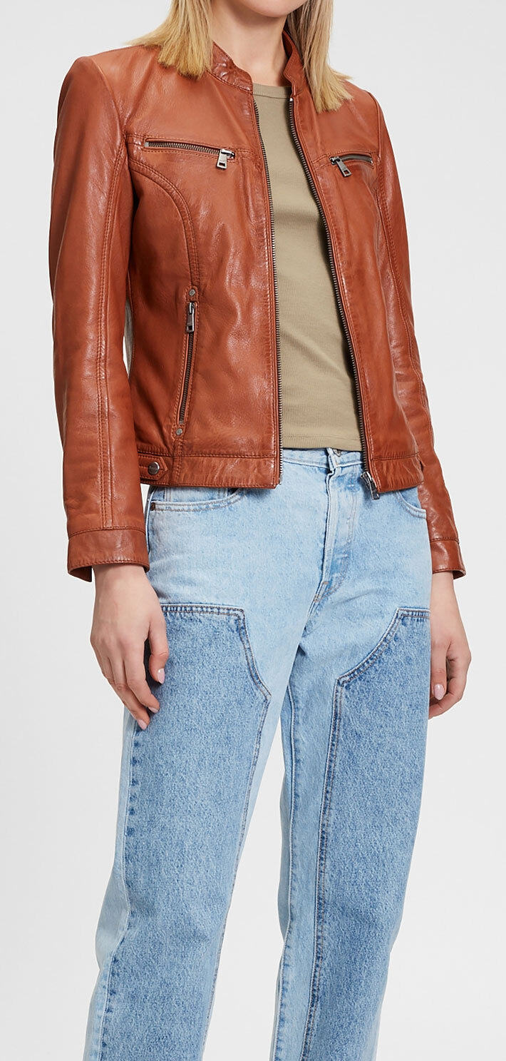 Vêtement en cuir Blousons cuir cognac