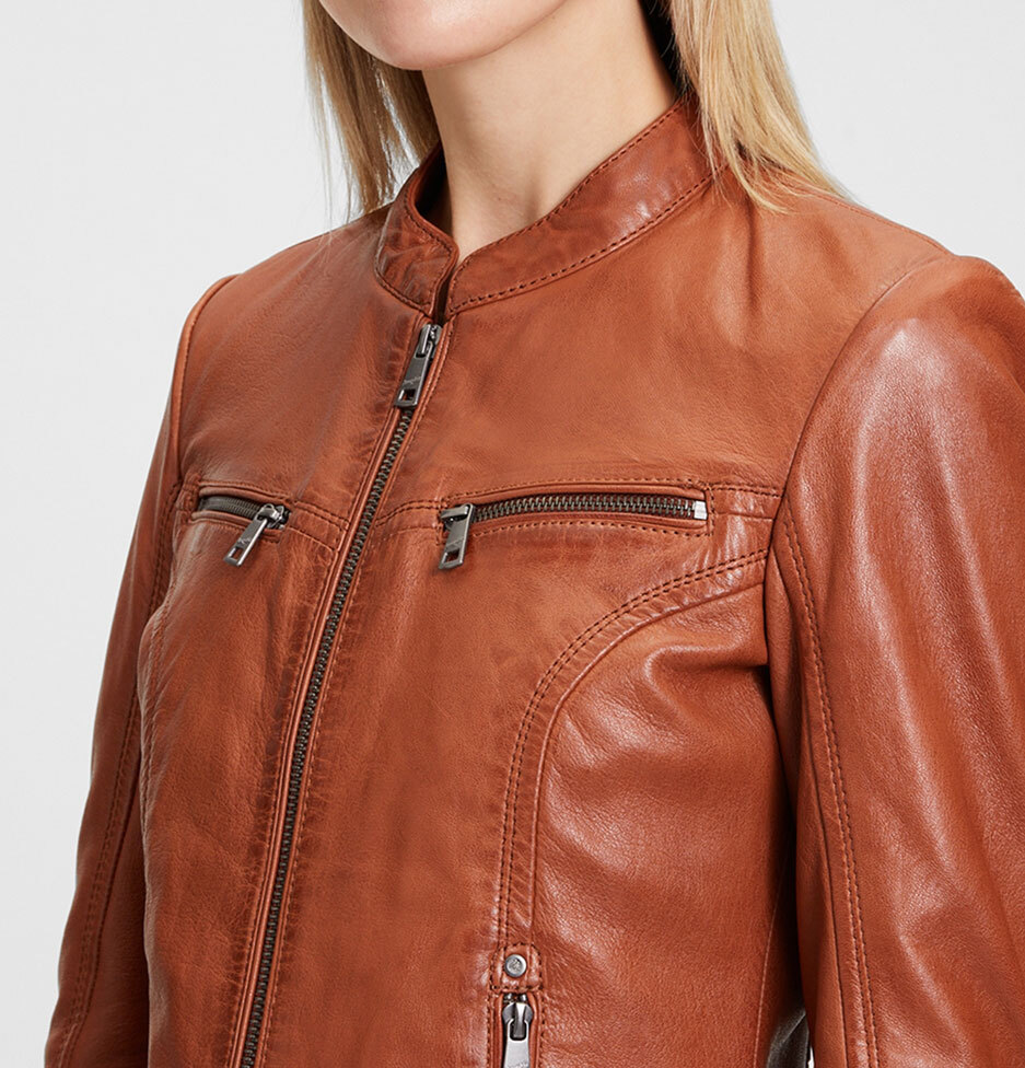 Vêtement en cuir Blousons cuir cognac