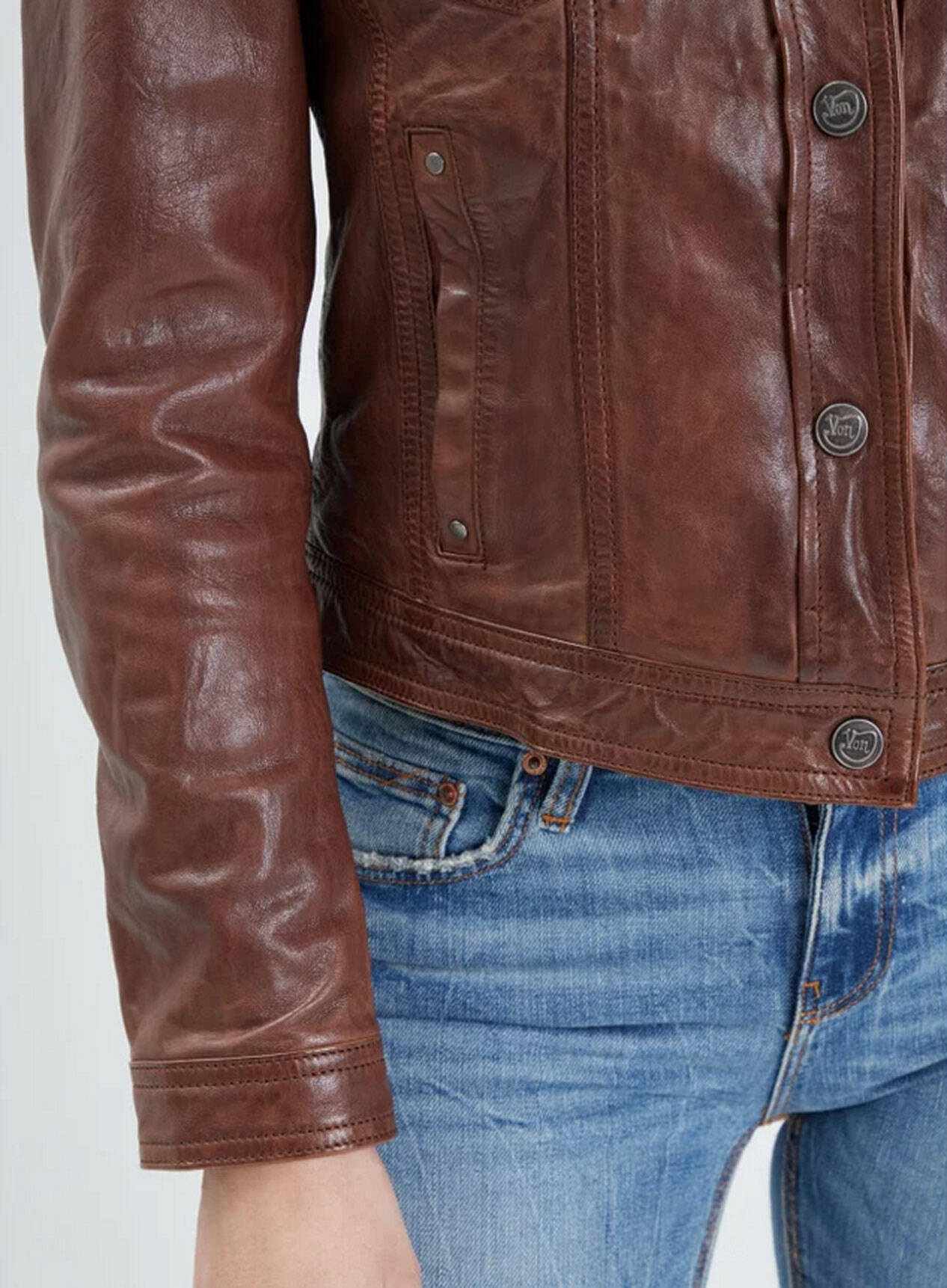 Vêtement en cuir Vestes cuir cognac