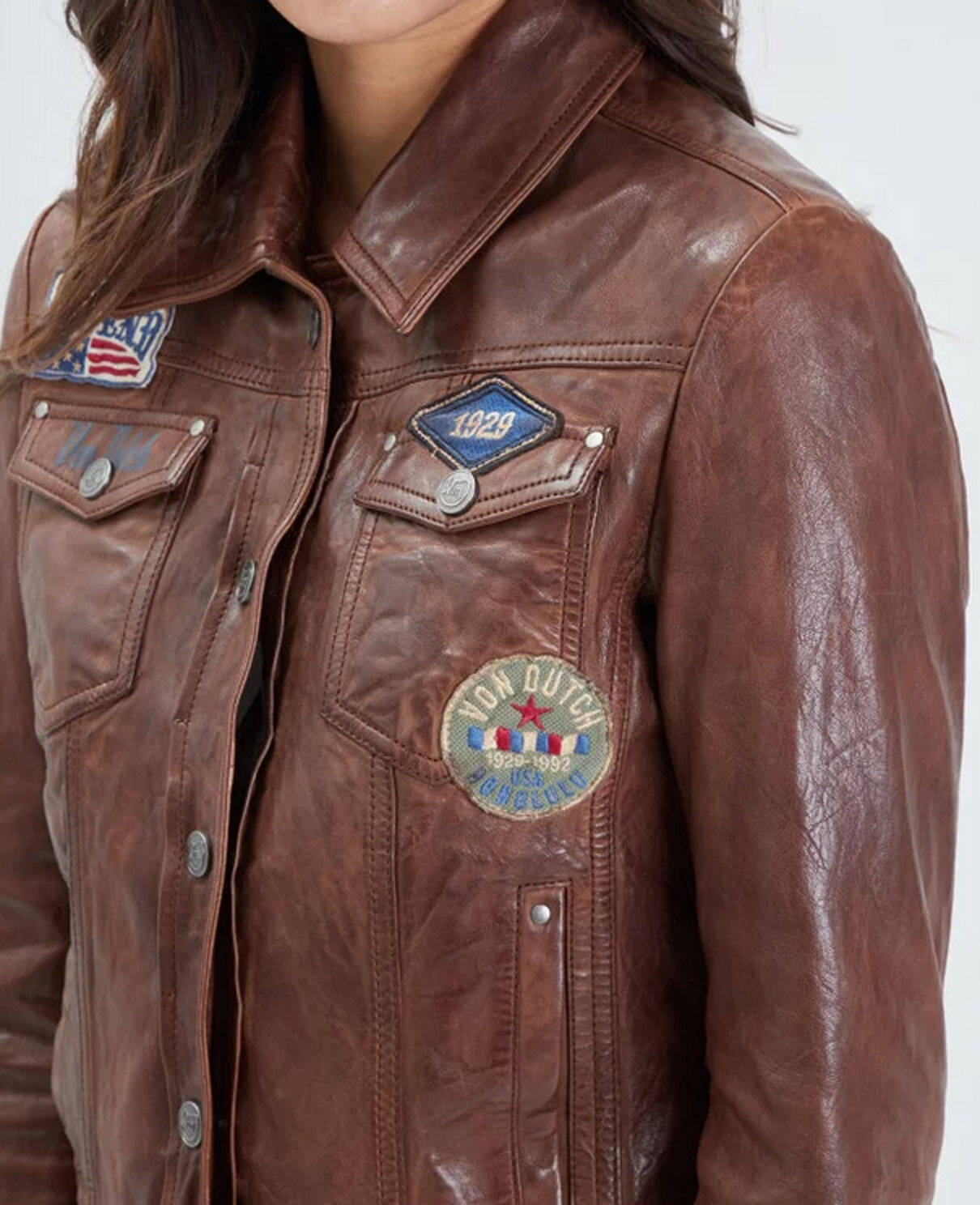 Vêtement en cuir Vestes cuir cognac