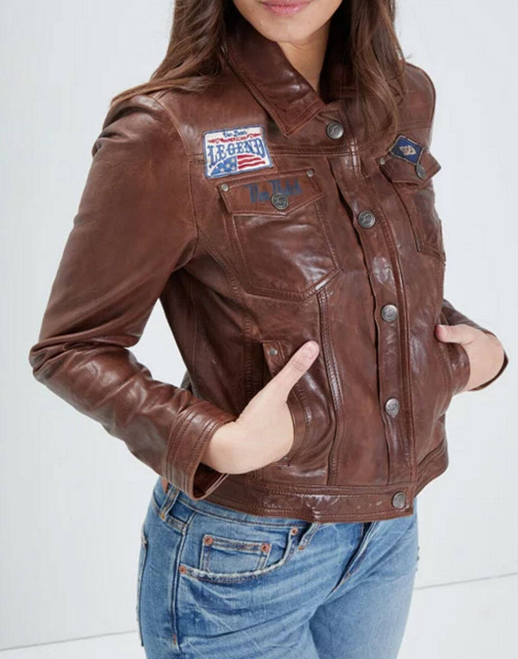 Vêtement en cuir Vestes cuir cognac