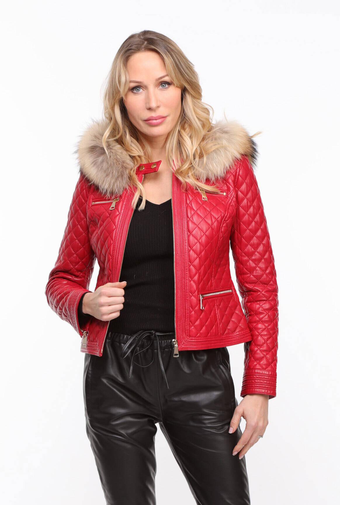 Vêtement en cuir Blousons cuir rouge