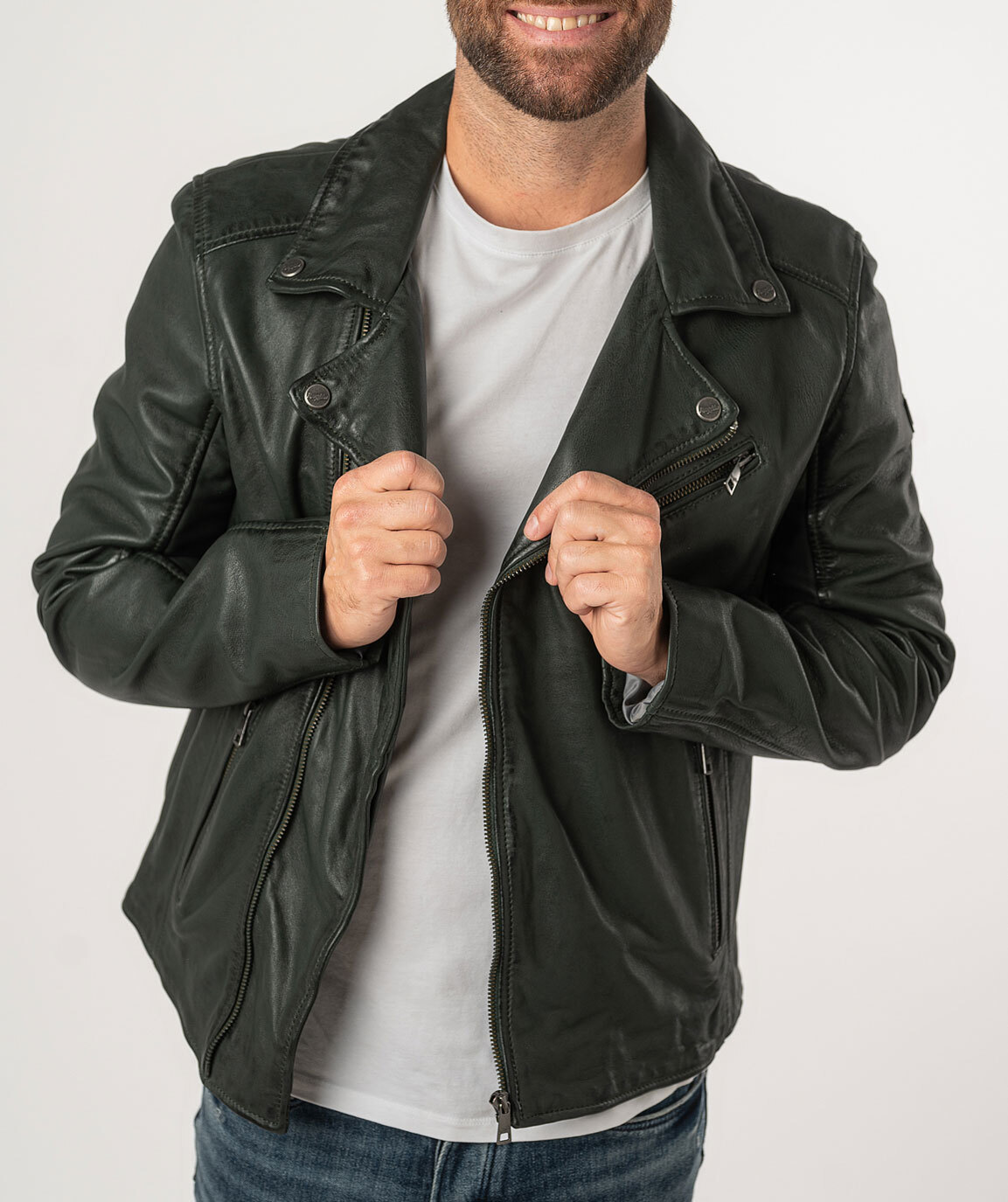 Vêtement en cuir Blousons cuir vert