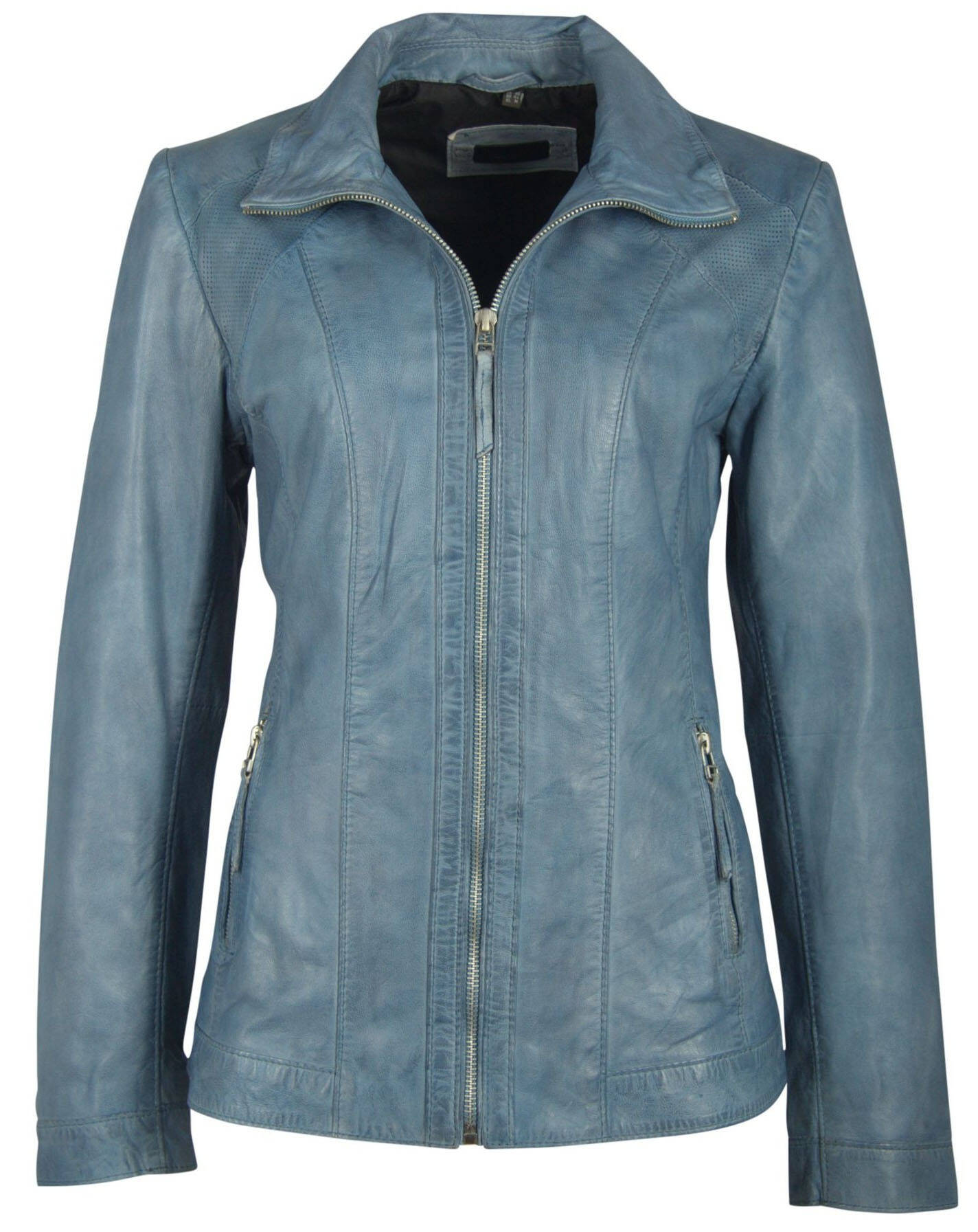 Lizmau Light Blue Women S Leather Jacket