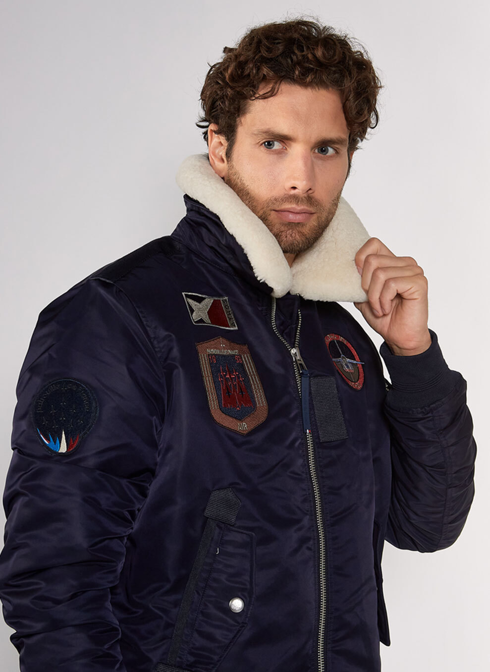 Vêtement en cuir Blousons textile bleu