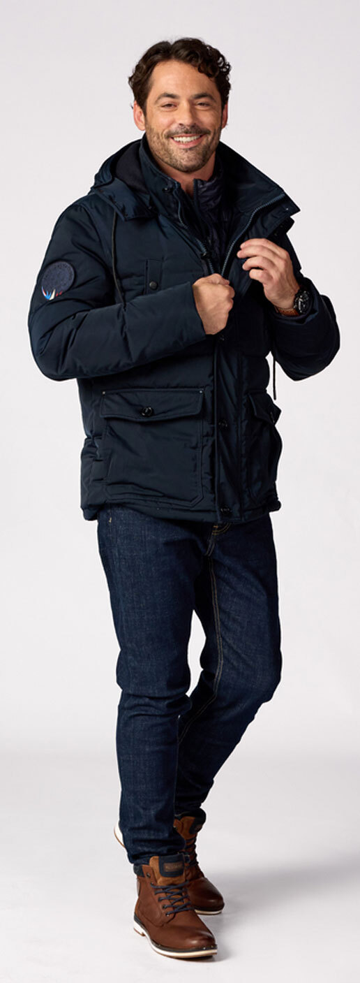 Vêtement en cuir Veste, parka & doudoune textile bleu