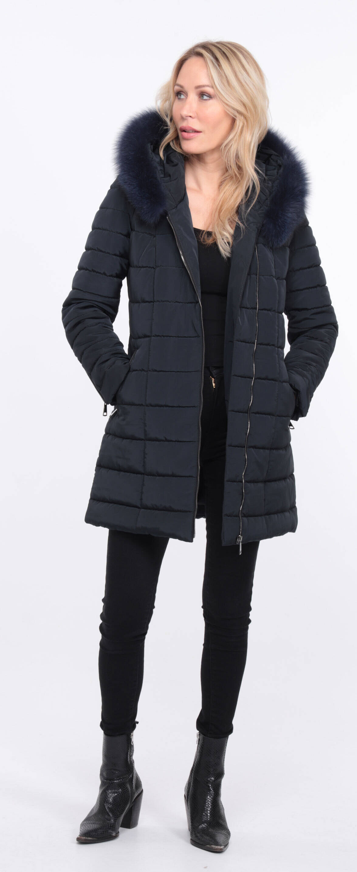 Vestes textile en cuir tissus ROMIE marine marine