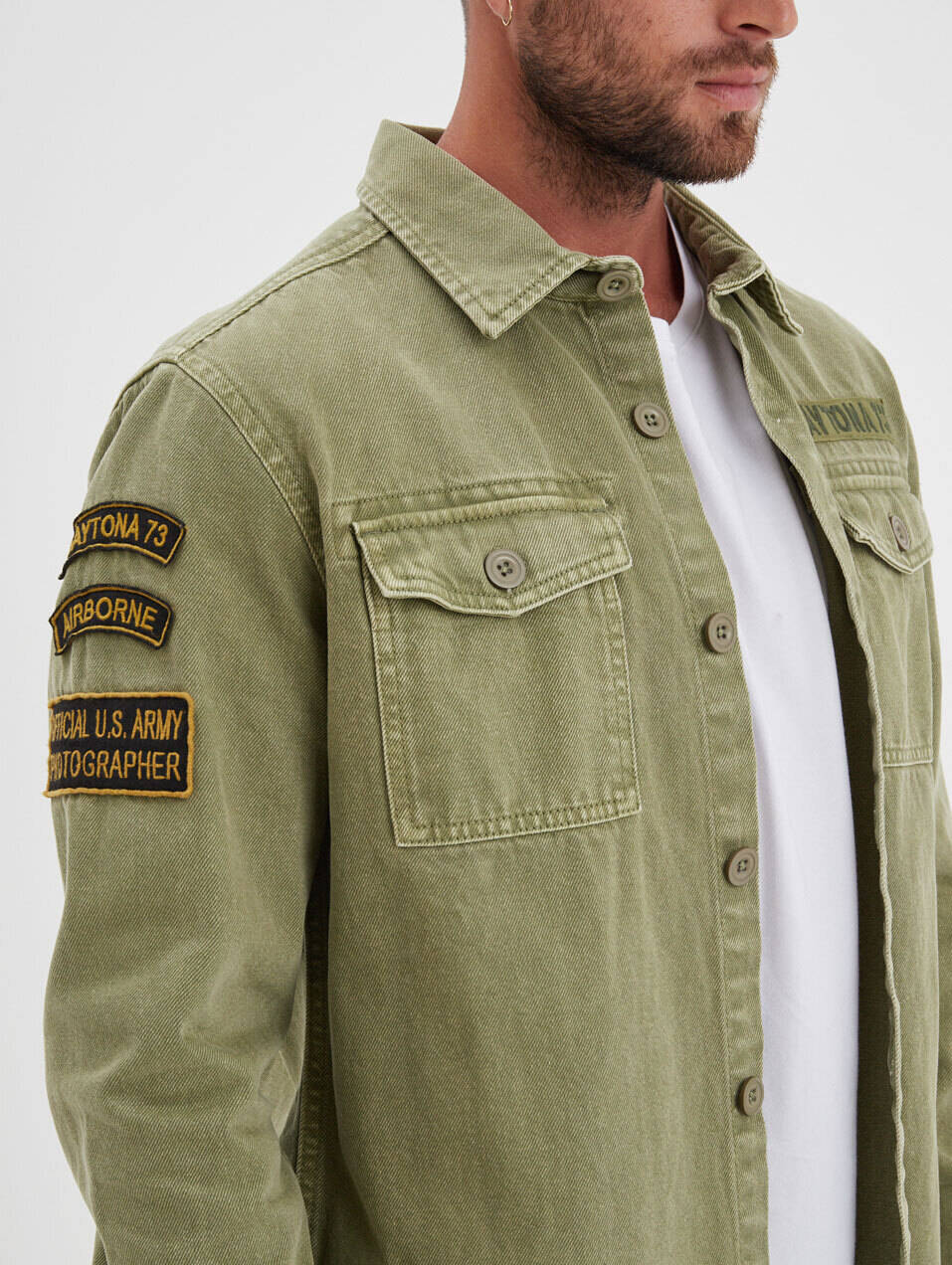 Vêtement en cuir Veste, parka & doudoune textile kaki