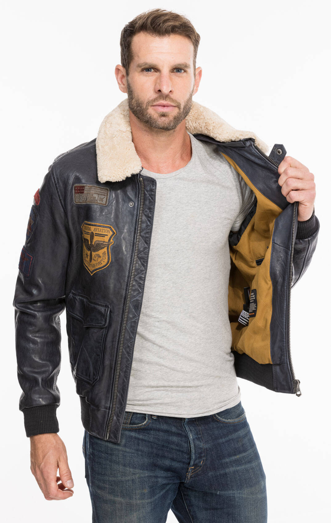 Vêtement en cuir Blousons cuir bleu