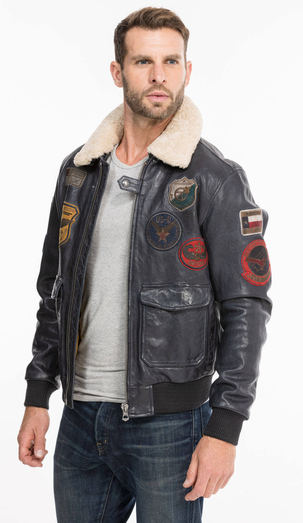 Vêtement en cuir Blousons cuir bleu