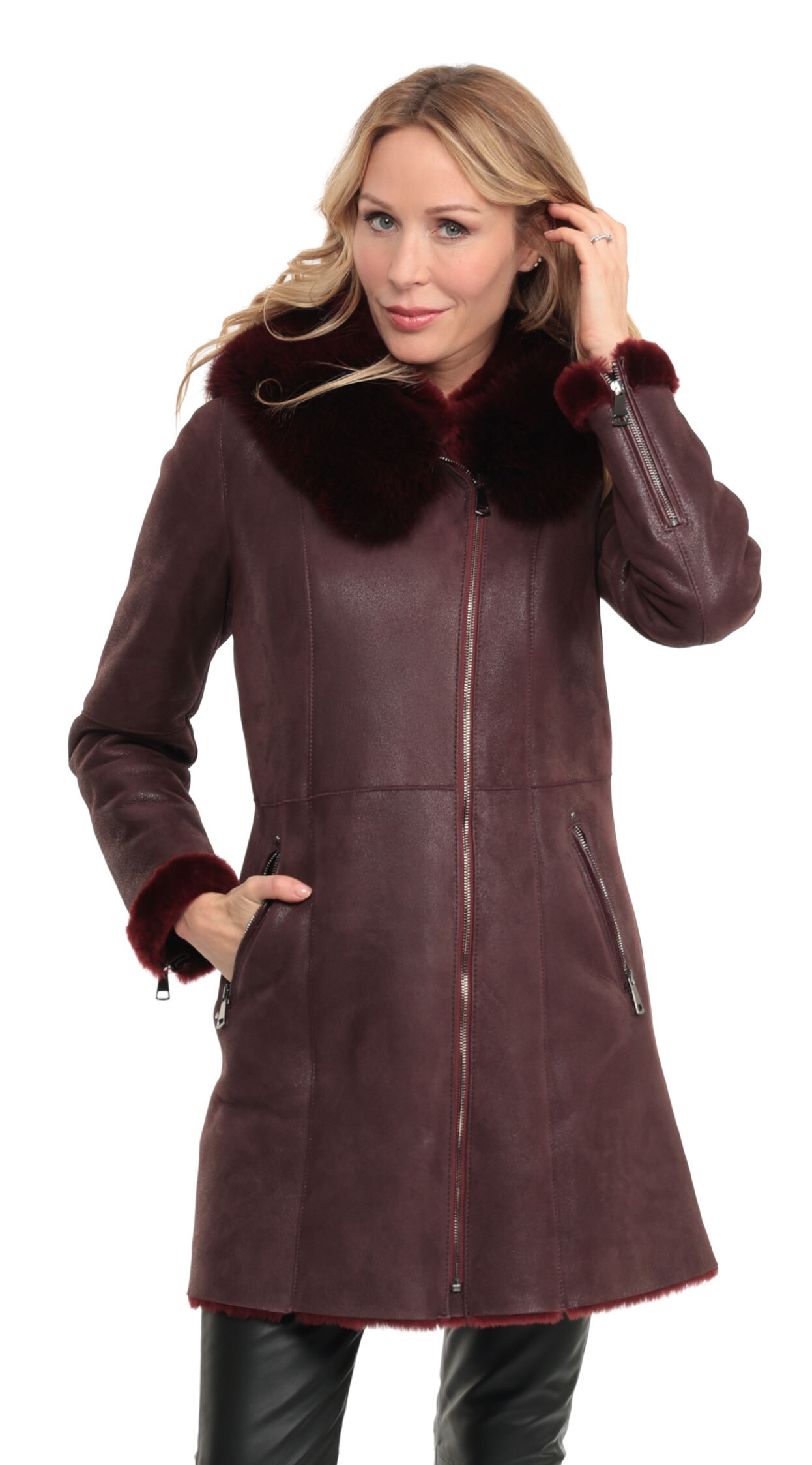 Vêtement en cuir Manteaux cuir bordeaux