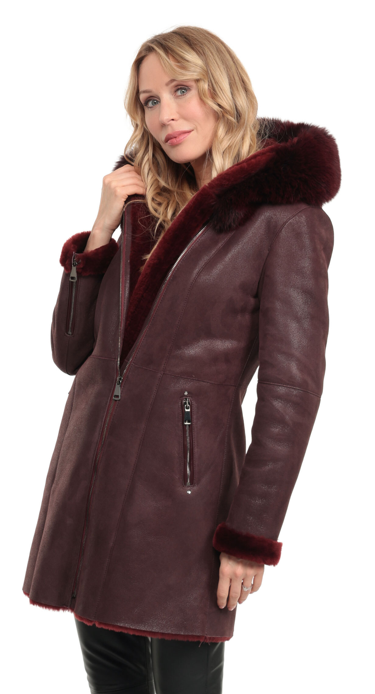 Vêtement en cuir Manteaux cuir bordeaux