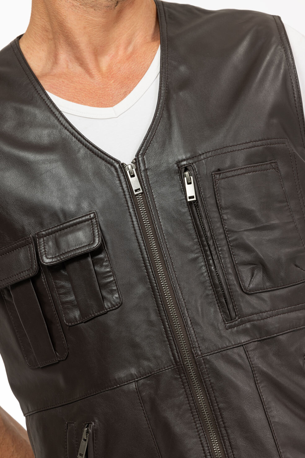 Vêtement en cuir Gilets Cuir  marron