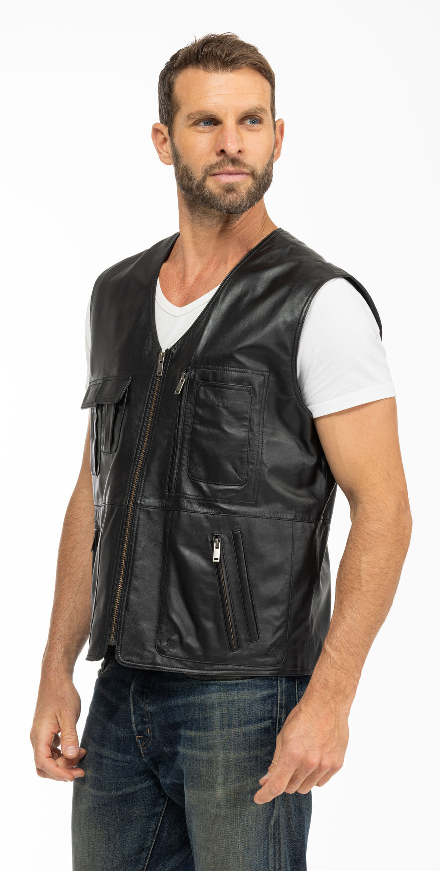 Vêtement en cuir Gilets Cuir  noir